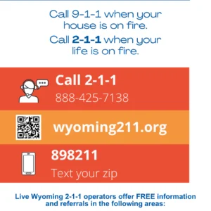 "Need Help? Call 2-1-1" marketing rack card