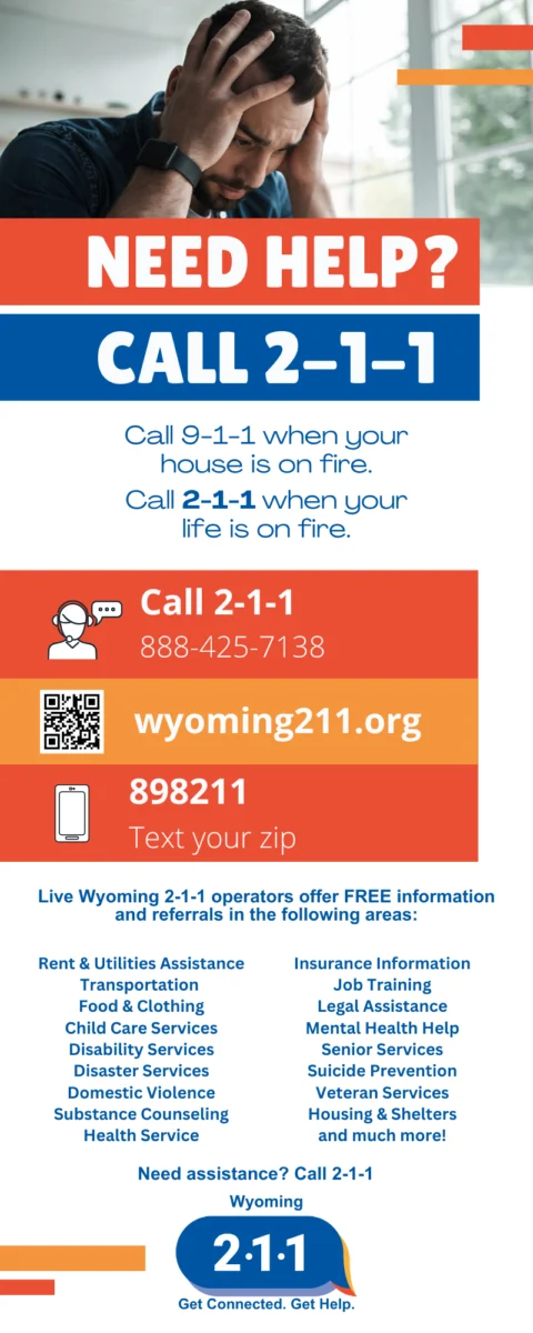 "Need Help? Call 2-1-1" marketing rack card