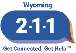Wyoming 211 logo with a blue tagline
