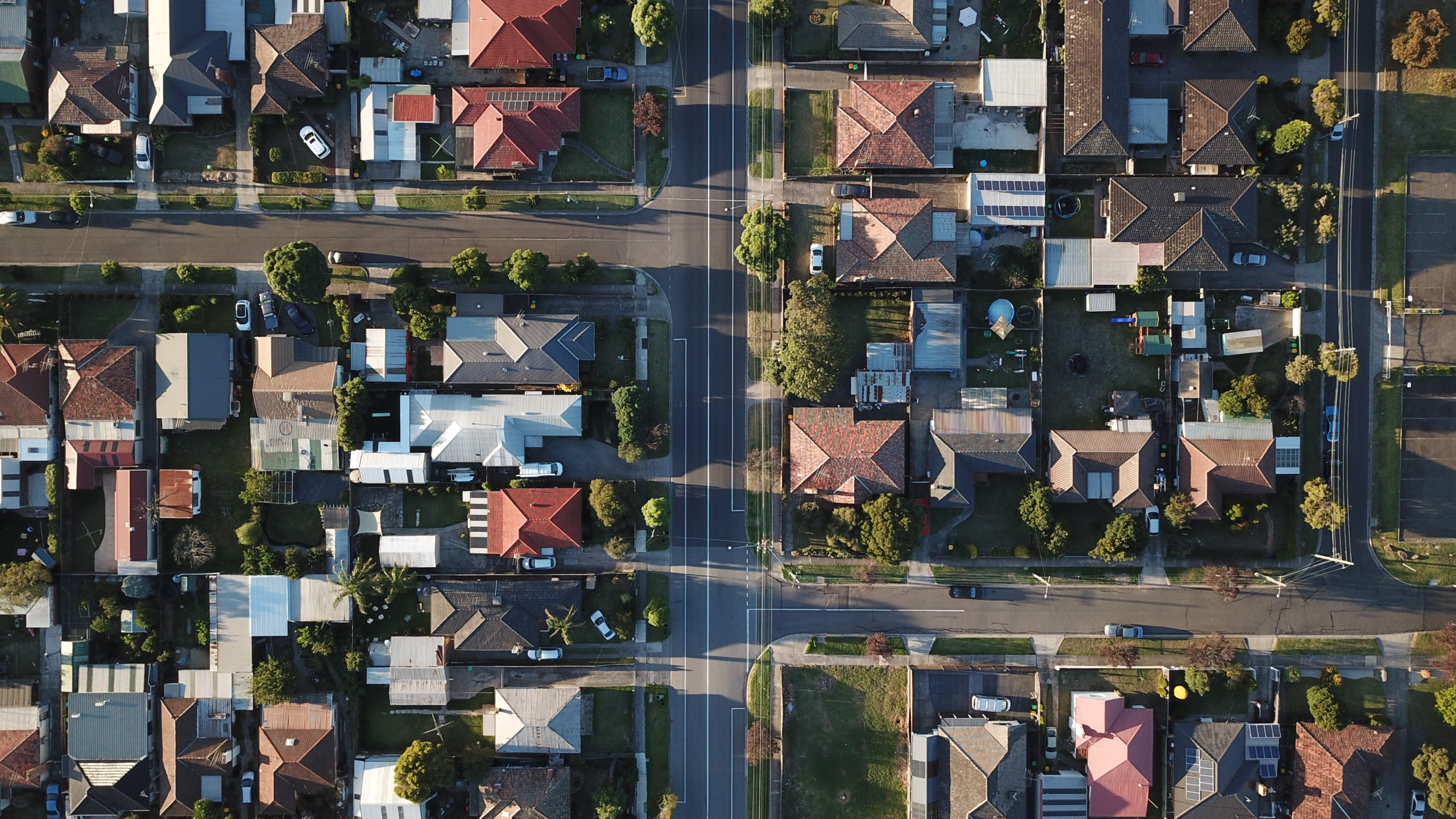 Overhead shot of a neighborhood